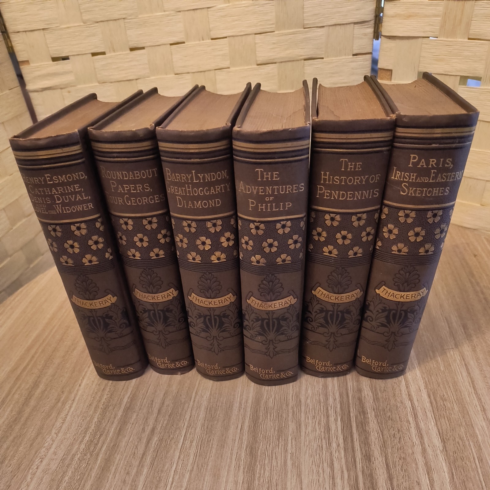 1880s 6 volume set Thackeray’s Works Cloth Hardcover