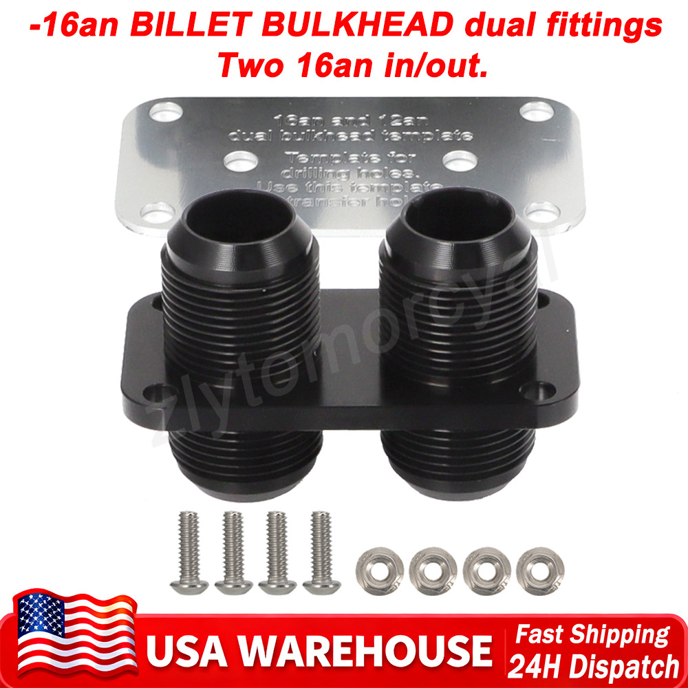 -16an BILLET BULKHEAD dual fittings. Two 16an in/out. High-quality Aluminum. US -16an BILLET BULKHEAD dual fittings. Two 16an in/out. High-quality Aluminum. US