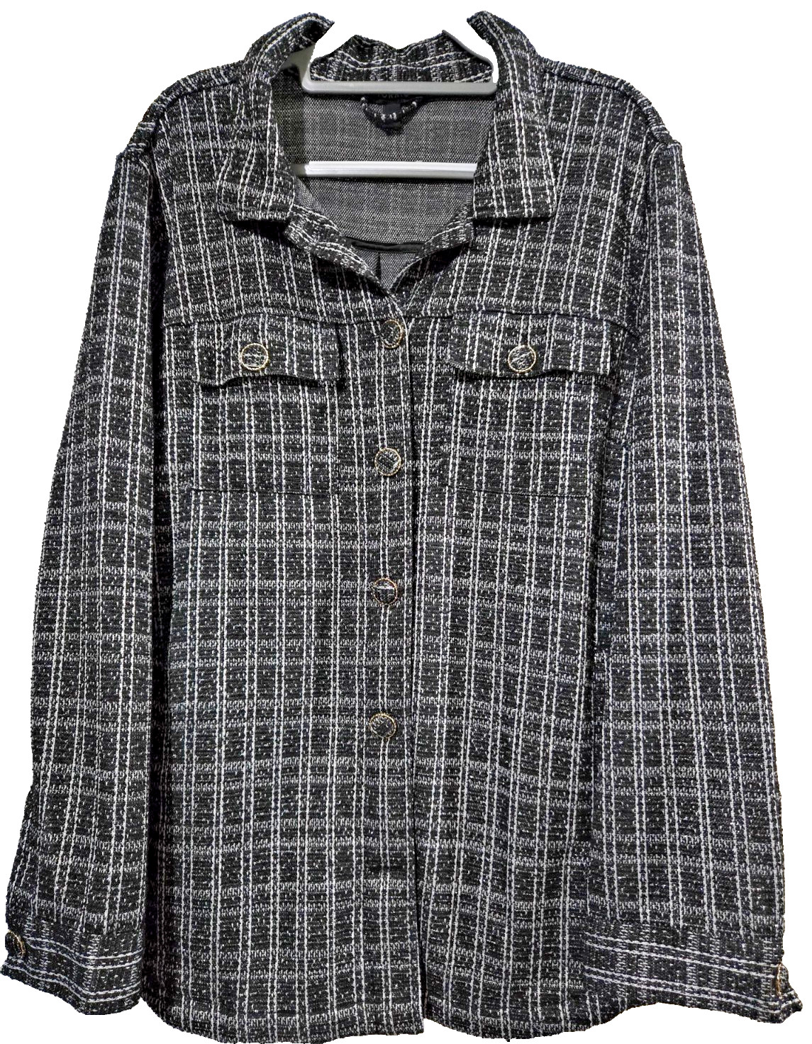 Torrid Women\'s Size 3 Black White Plaid Shacket Button Front Jacket 22 24 Torrid Women\'s Size 3 Black White Plaid Shacket Button Front Jacket 22 24