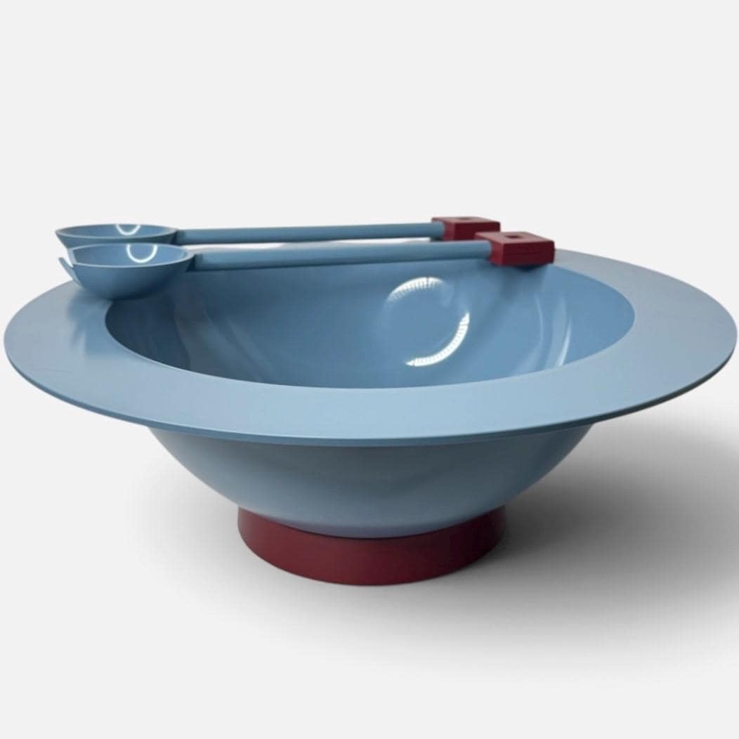 VTG Alessi Euclid Salad Bowl Servers Set Michael Graves Memphis Postmodern Blue