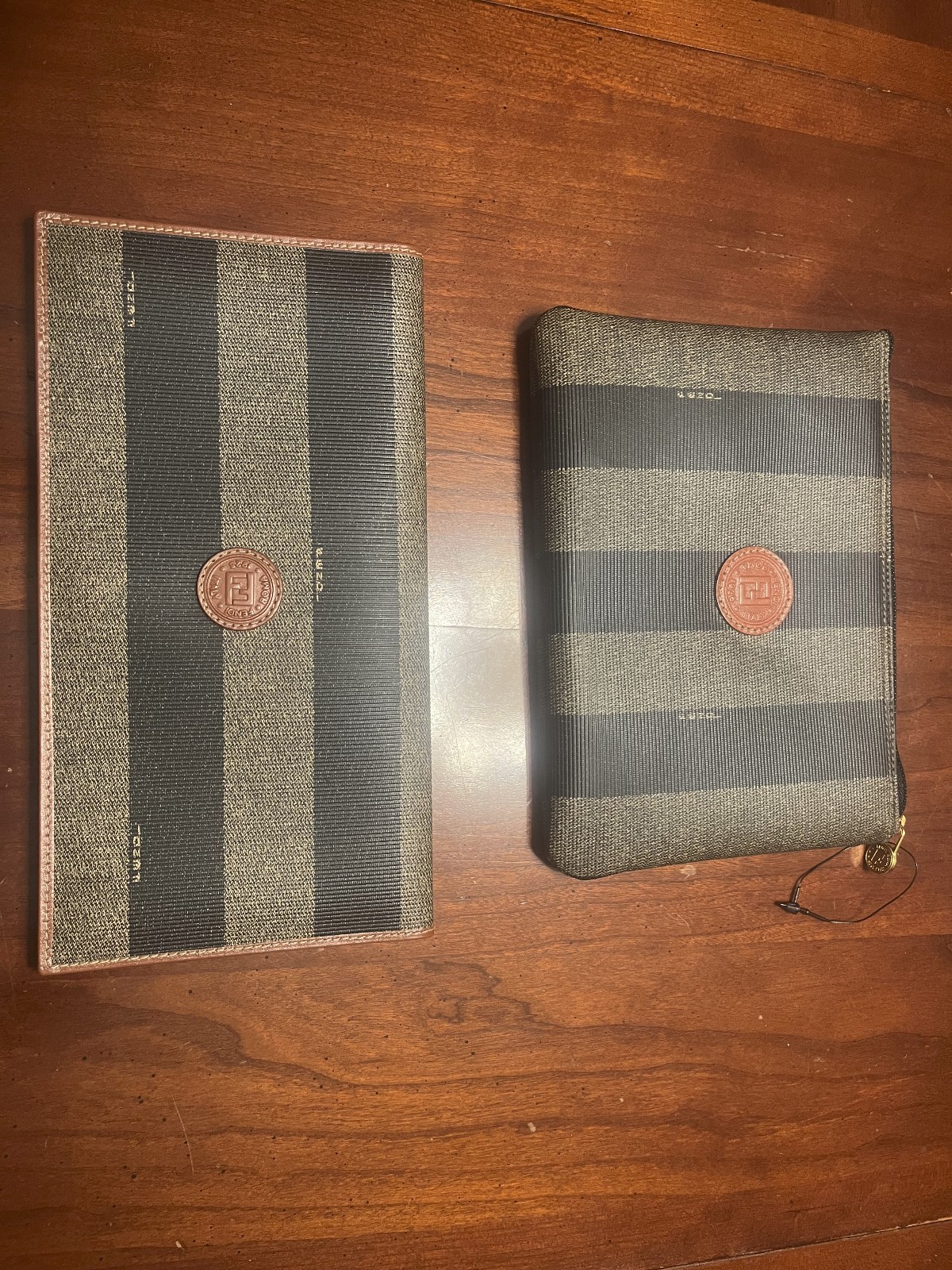 Fendi bundle-NOS Vintage Fendi Pequin Stripe 2-Piece: Wallet & Zip Pouch