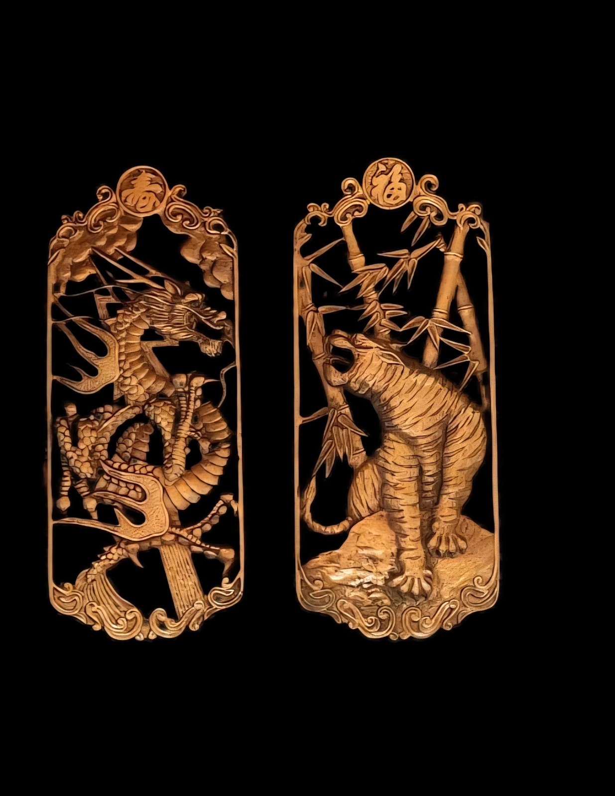 Vintage MCM Asian Brass Tiger-Dragon Yin-Yang wall Hanging Plaque 13 Vintage MCM Asian Brass Tiger-Dragon Yin-Yang wall Hanging Plaque 13