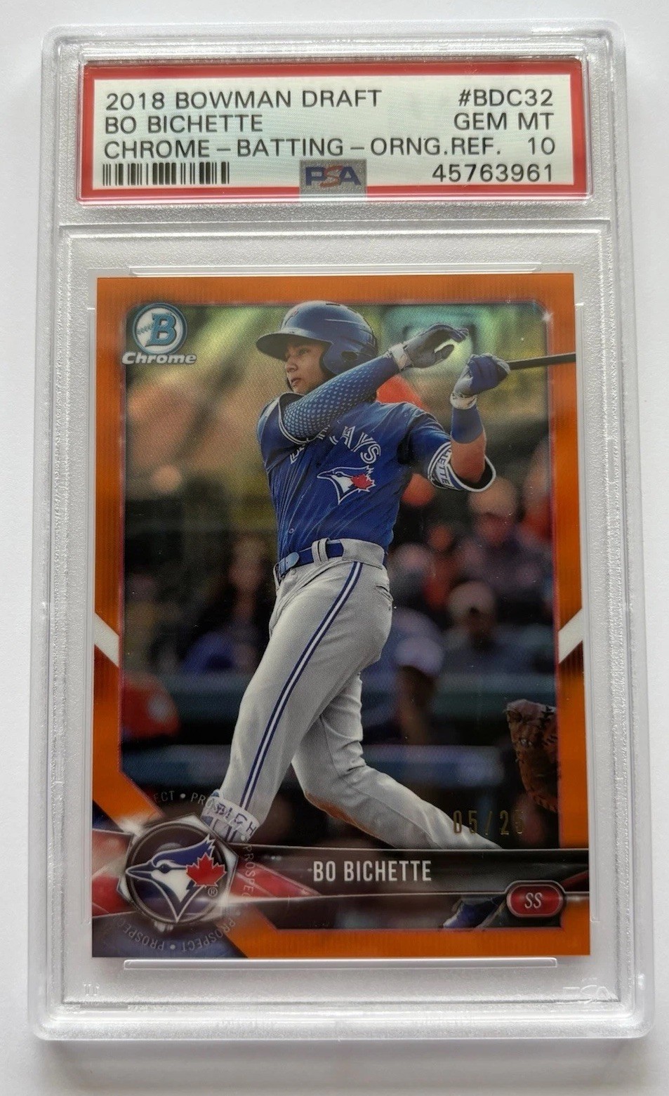 2018 Bowman Draft Bo Bichette 1st Orange Refractor /25 PSA 10 Blue Jays RC Mets 2018 Bowman Draft Bo Bichette 1st Orange Refractor /25 PSA 10 Blue Jays RC Mets