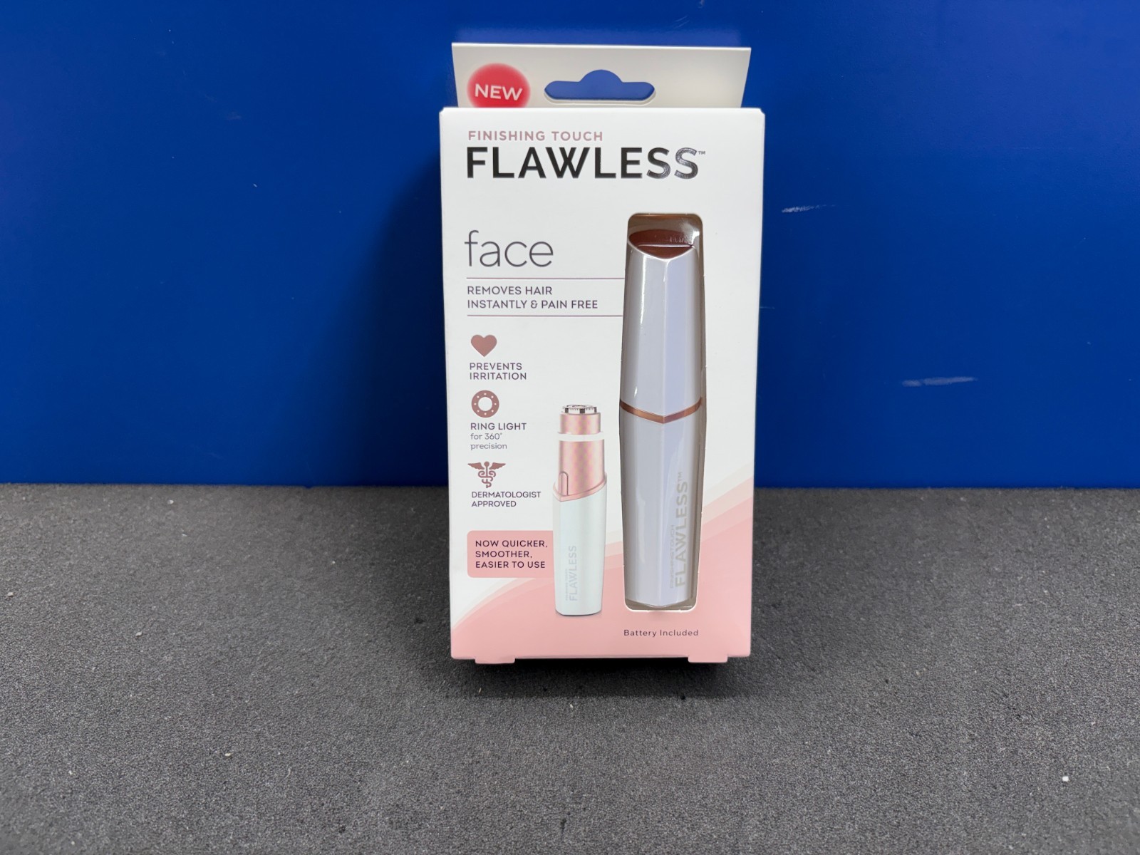 New Finishing Touch Flawless Face Hair Remover Electric Razor/Gold Rose Led