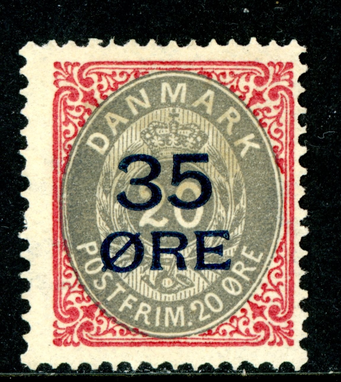 Denmark 1912 DWI 35o/20o Rose & Gray Perf 14x13½ Scott #80 Mint I610 Denmark 1912 DWI 35o/20o Rose & Gray Perf 14x13½ Scott #80 Mint I610