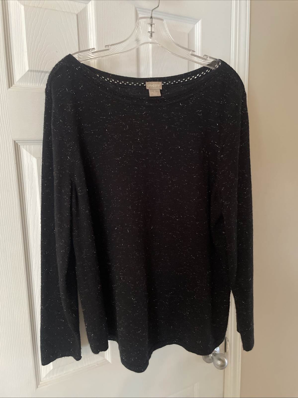 Chicos Womens Gorgeous Black Sz 3 Pullover Sweater Long Sleeve Gorgeous