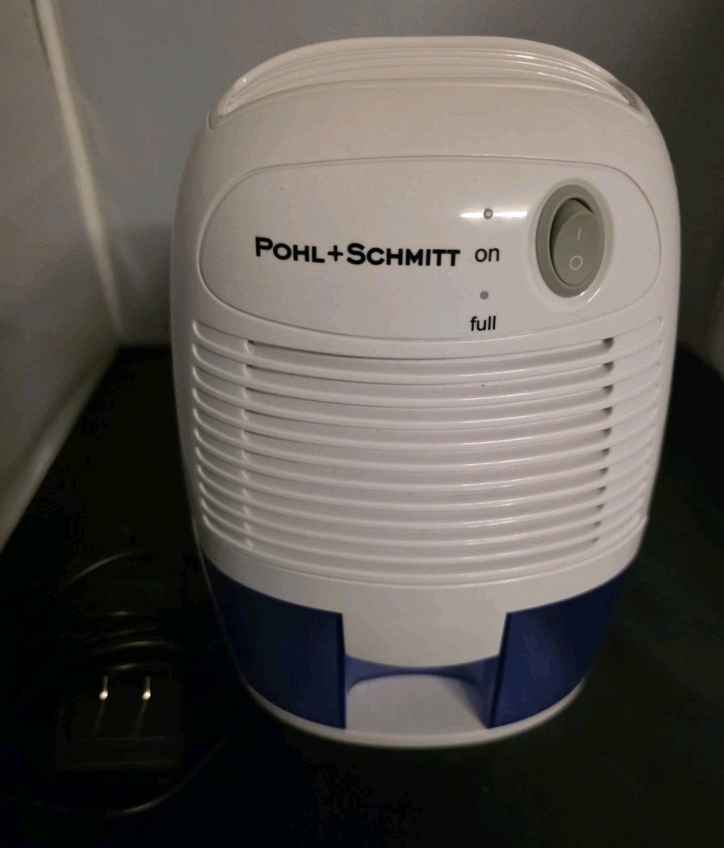 POHL+SCHMITT MD500 Mini Dehumidifier 0.6L 285 sq ft Auto Shut Off White/Blue POHL+SCHMITT MD500 Mini Dehumidifier 0.6L 285 sq ft Auto Shut Off White/Blue
