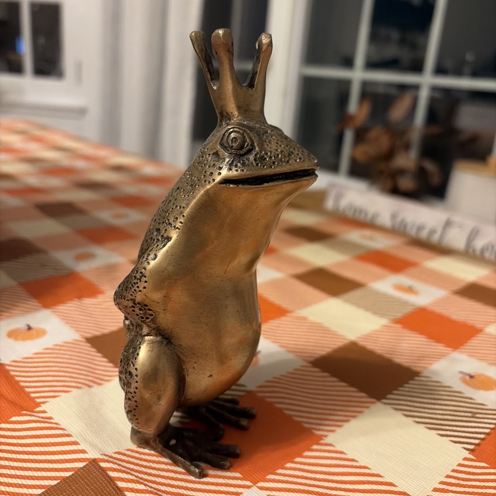 Solid Brass Frog Prince Figurine Statue 7” Tall 70\'s Vintage Solid Brass Frog Prince Figurine Statue 7” Tall 70\'s Vintage
