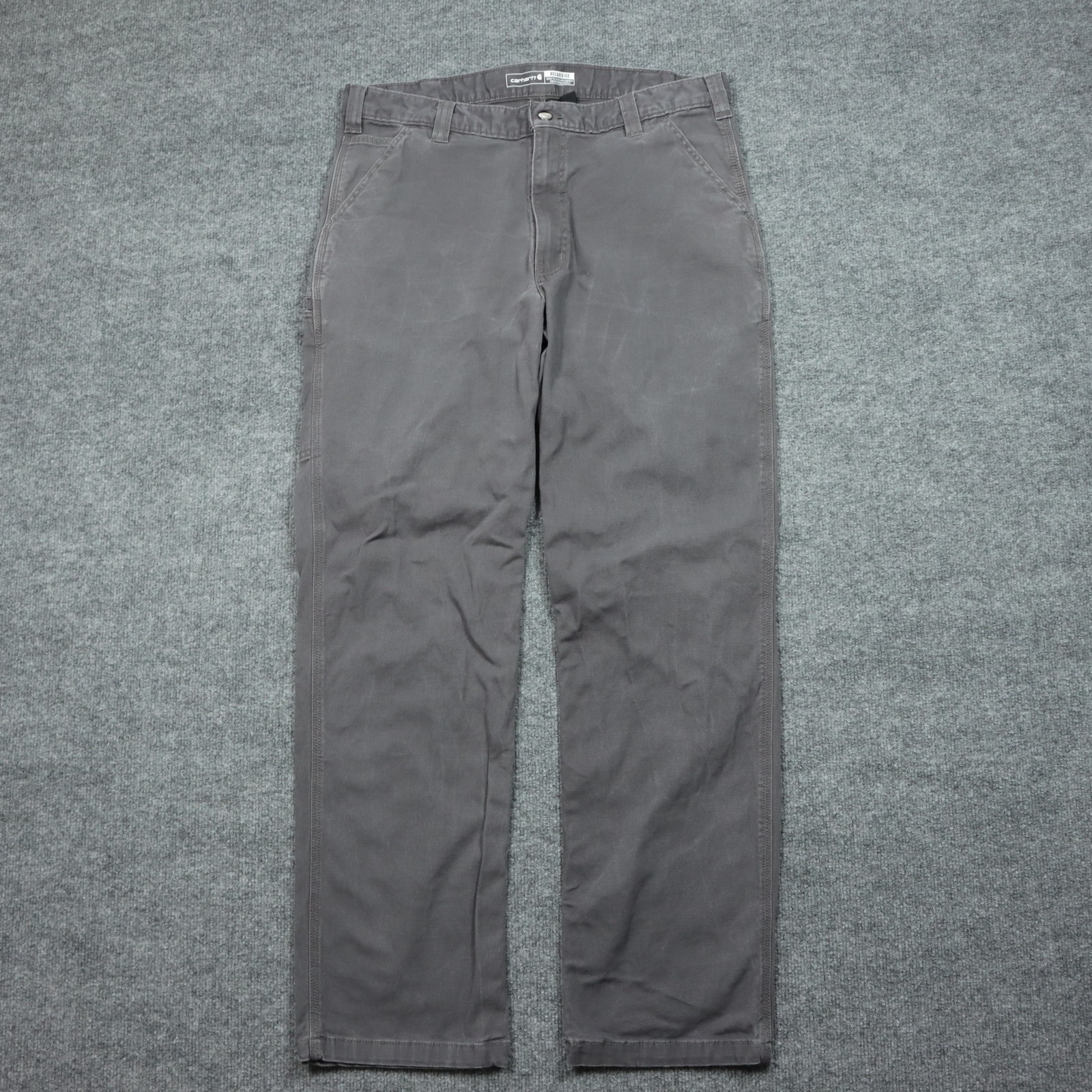 Carhartt Rugged Flex Pants Mens 38x34 Gray Relaxed Fit Canvas Work Carpenter