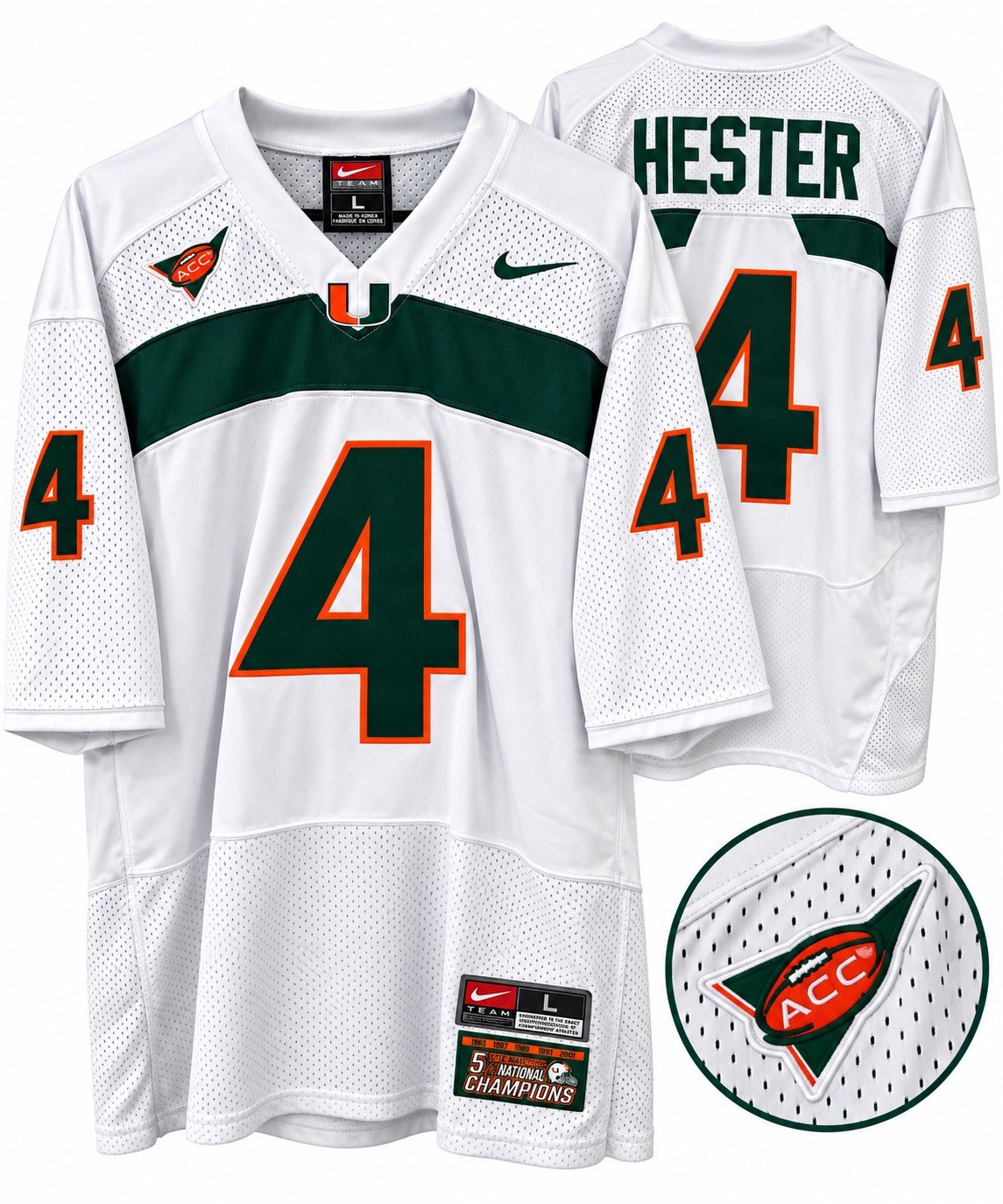 DEVIN HESTER UNIVERSITY OF MIAMI HURRICANES JERSEY LARGE