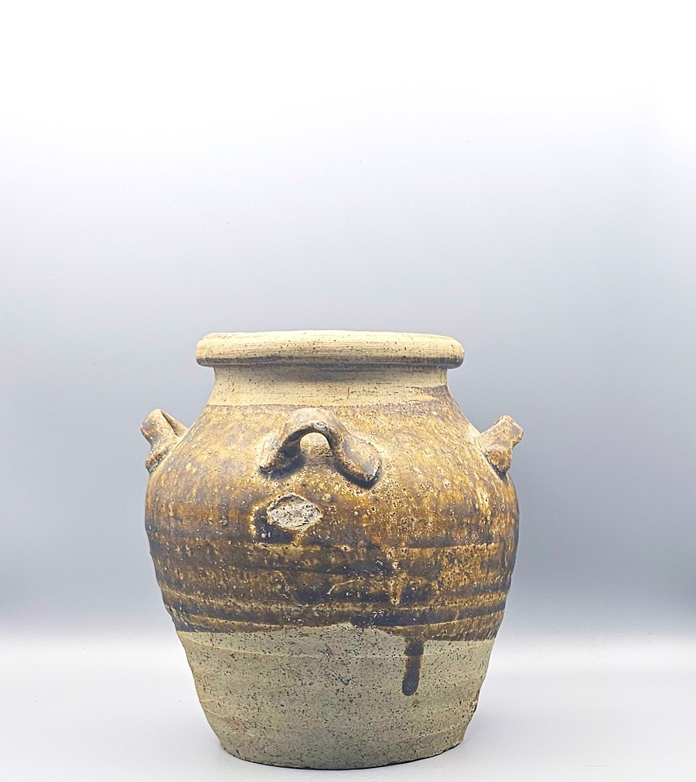 15th c. Thailand Sawankhalok Stoneware Ceramic Vessel Jar Antique