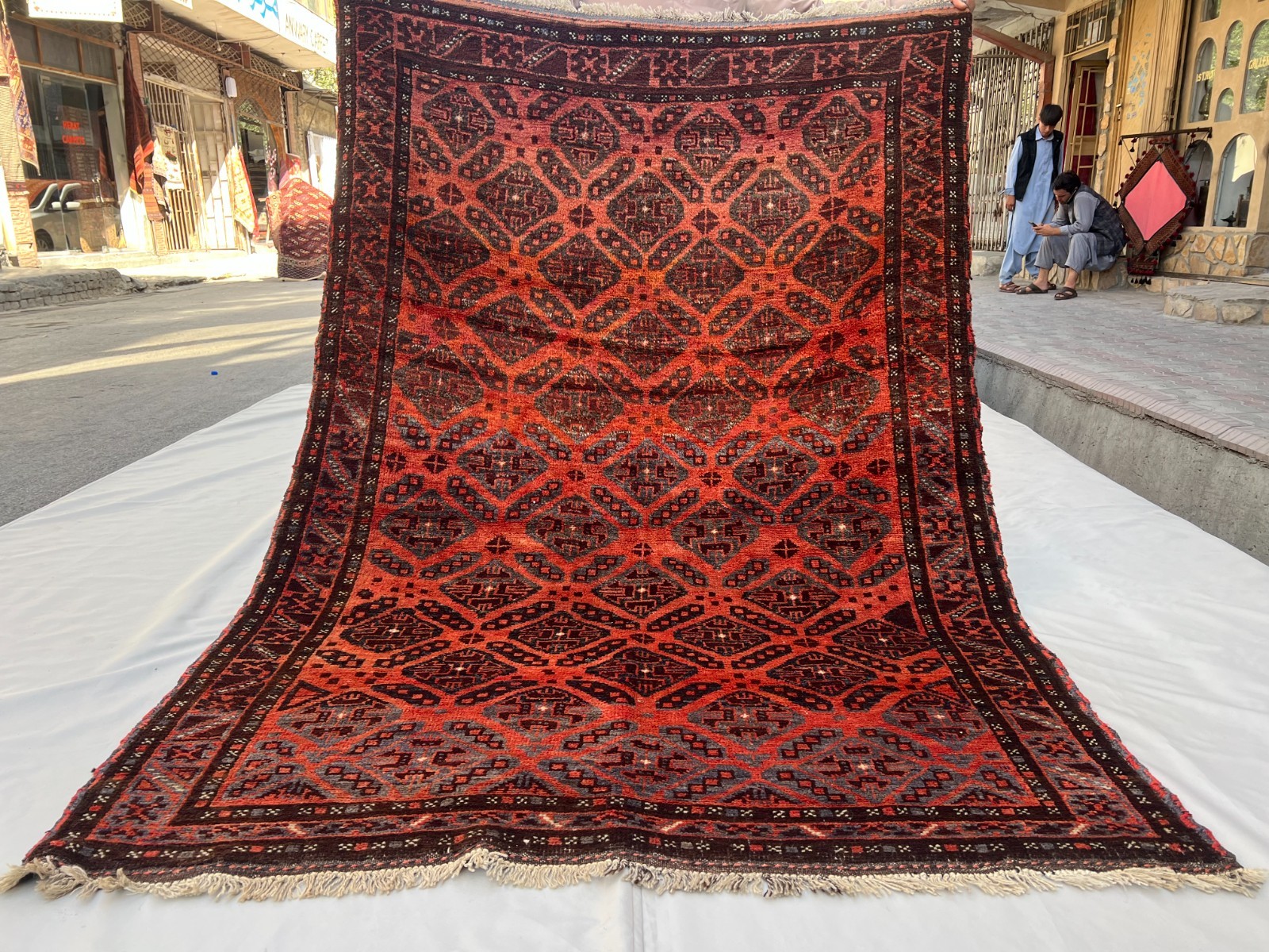 Antique Afghan Baluchi Rug, Hand Knotted Tribal Vintage Wool Living Room Carpet