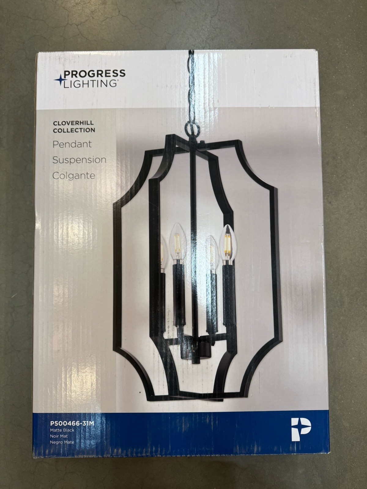 Progress Lighting Cloverhill 4-Light Matte Black Pendant P500466-31M New Sealed