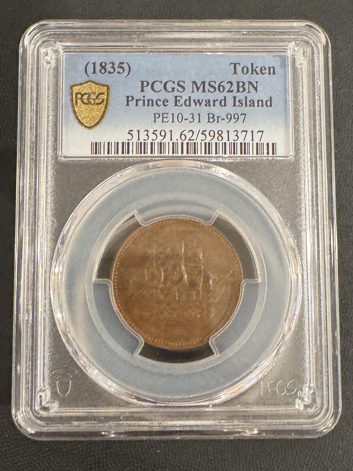 1835 Prince Edward Island 1/2 Penny Token Canada PCGS MS62BN PE-10-31 Br-997