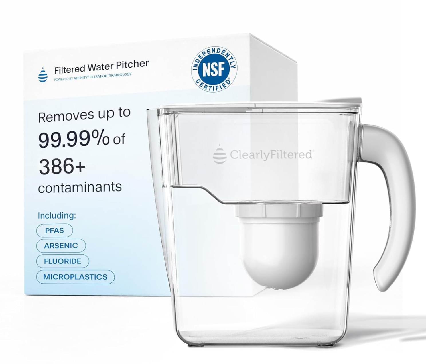 Clearly Filtered Water Filter Pitcher, 10 Cup BPA Free Water Filtration BPA Free Clearly Filtered Water Filter Pitcher, 10 Cup BPA Free Water Filtration BPA Free
