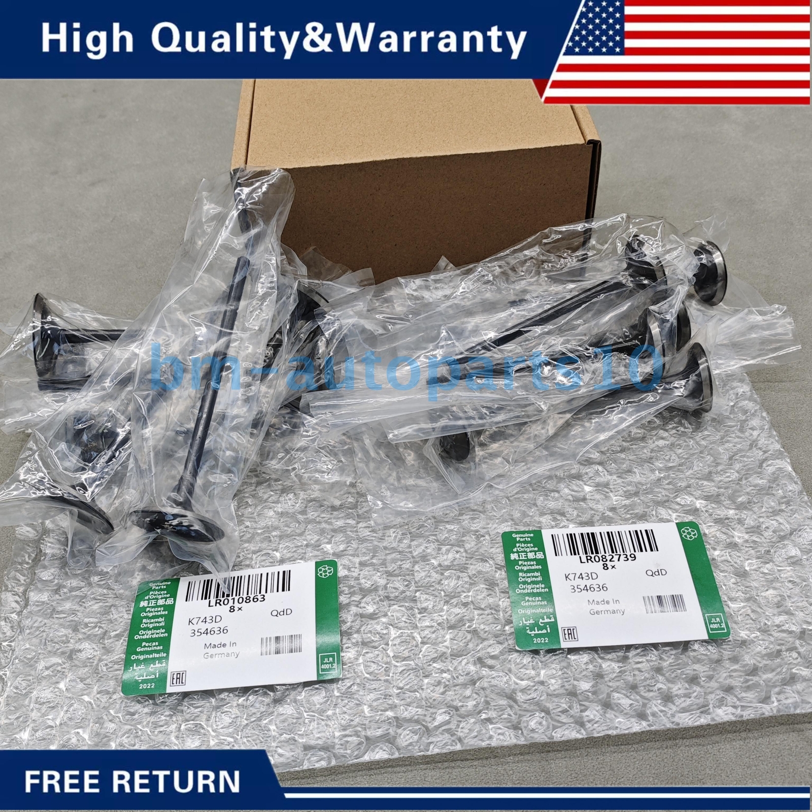 NEW 8x intake & 8x exhaust VALVE Fits For JAGUAR LAND ROVER 5.0T 508PS