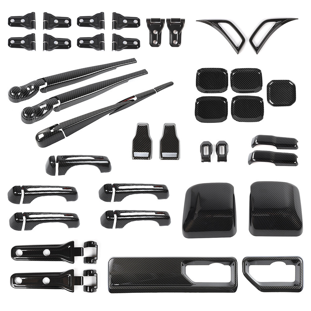 59PCS Carbon Fiber Exterior Whole Set Decor Cover Kit For Jeep Wrangler JL 2018+