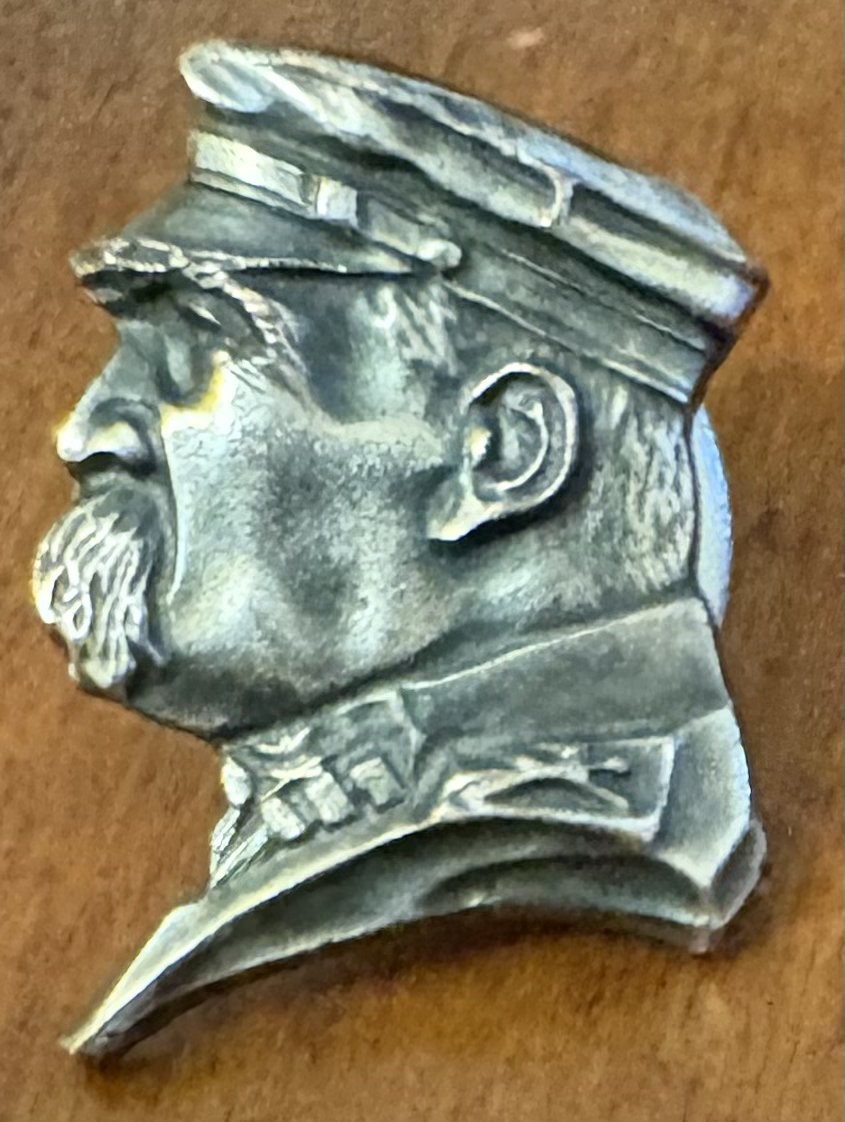 Rare Poland Patriotic Józef Piłsudski Lapel Pin Silver Plate Portrait No Date Rare Poland Patriotic Józef Piłsudski Lapel Pin Silver Plate Portrait No Date