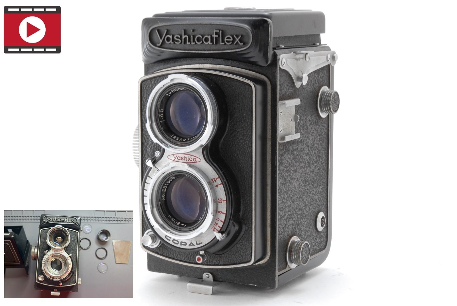 ▶️CLA'd[N MINT+] Yashicaflex Model C 6x6 TLR Medium Format Camera 80mm 3.5 JAPAN
