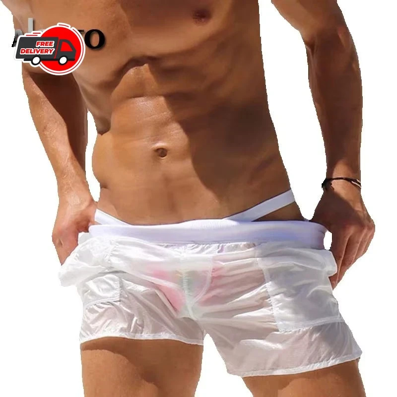 Men's See-Through Swim Shorts Swimwear Quick Dry Swimming Trunks Boxer Briefs Men's See-Through Swim Shorts Swimwear Quick Dry Swimming Trunks Boxer Briefs