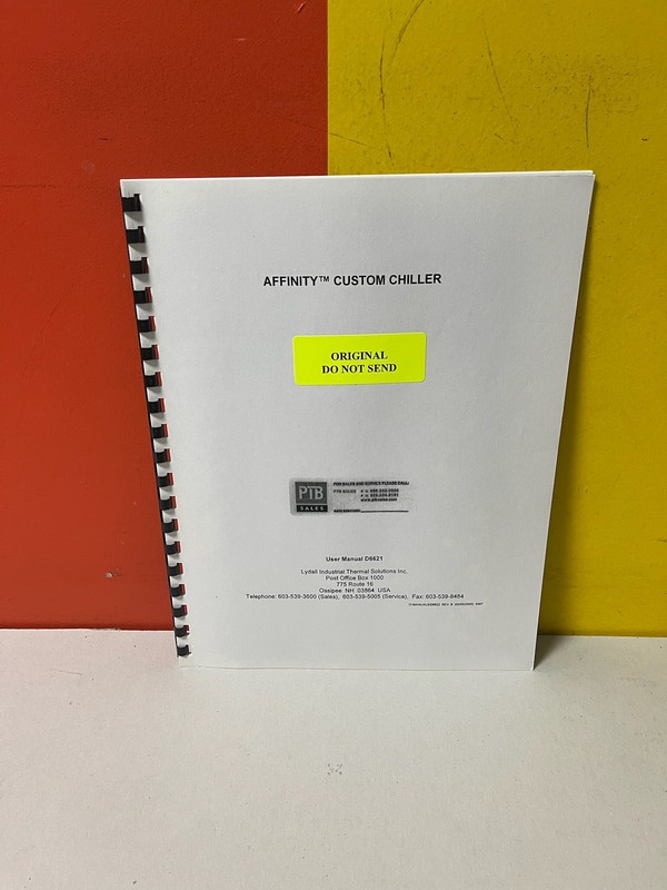 Lydall Industrial Thermal Solutions 775 AFFINITY™ CUSTOM CHILLER User Manual