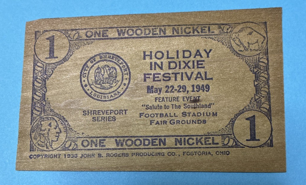 Flat Wooden Nickels from 1949 - (3 total) Shreveport Louisiana Flat Wooden Nickels from 1949 - (3 total) Shreveport Louisiana