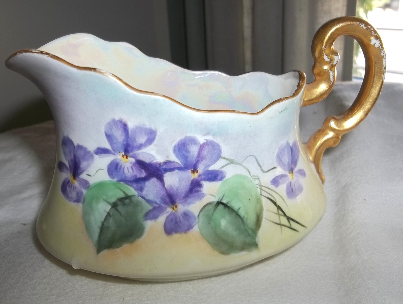 Antique O&E.G. Royal Austria Hand Painted Purple VIOLETS Porcelain Creamer Antique O&E.G. Royal Austria Hand Painted Purple VIOLETS Porcelain Creamer