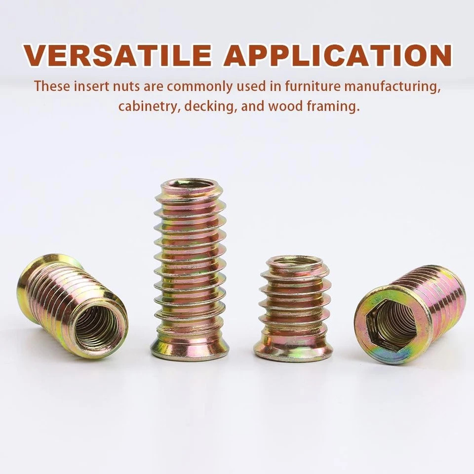 NEW 10/20pcs M4–M10 Zinc Threaded Insert Nuts Hex Socket for Wood Furniture