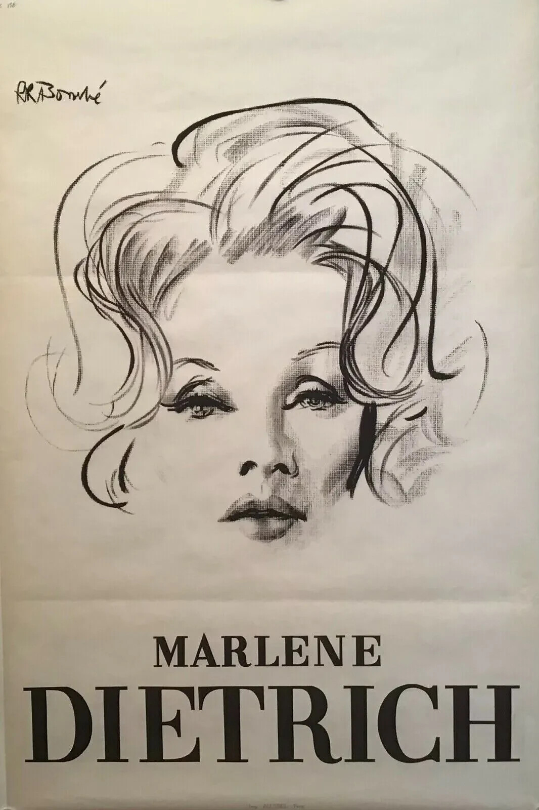 Original 1965 Marlene Dietrich Concert Poster by René Bouché
