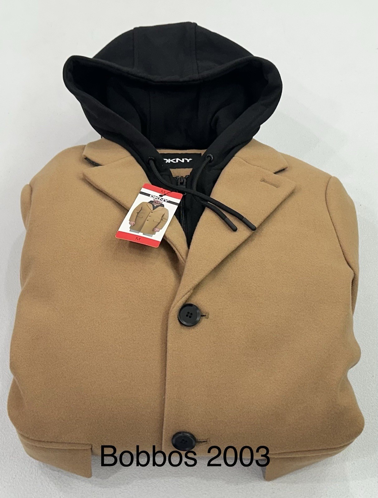 DKNY Men\'s Faux Wool Heavyweight Bib Front Zipper Button Coat Jacket, Tan, M DKNY Men\'s Faux Wool Heavyweight Bib Front Zipper Button Coat Jacket, Tan, M