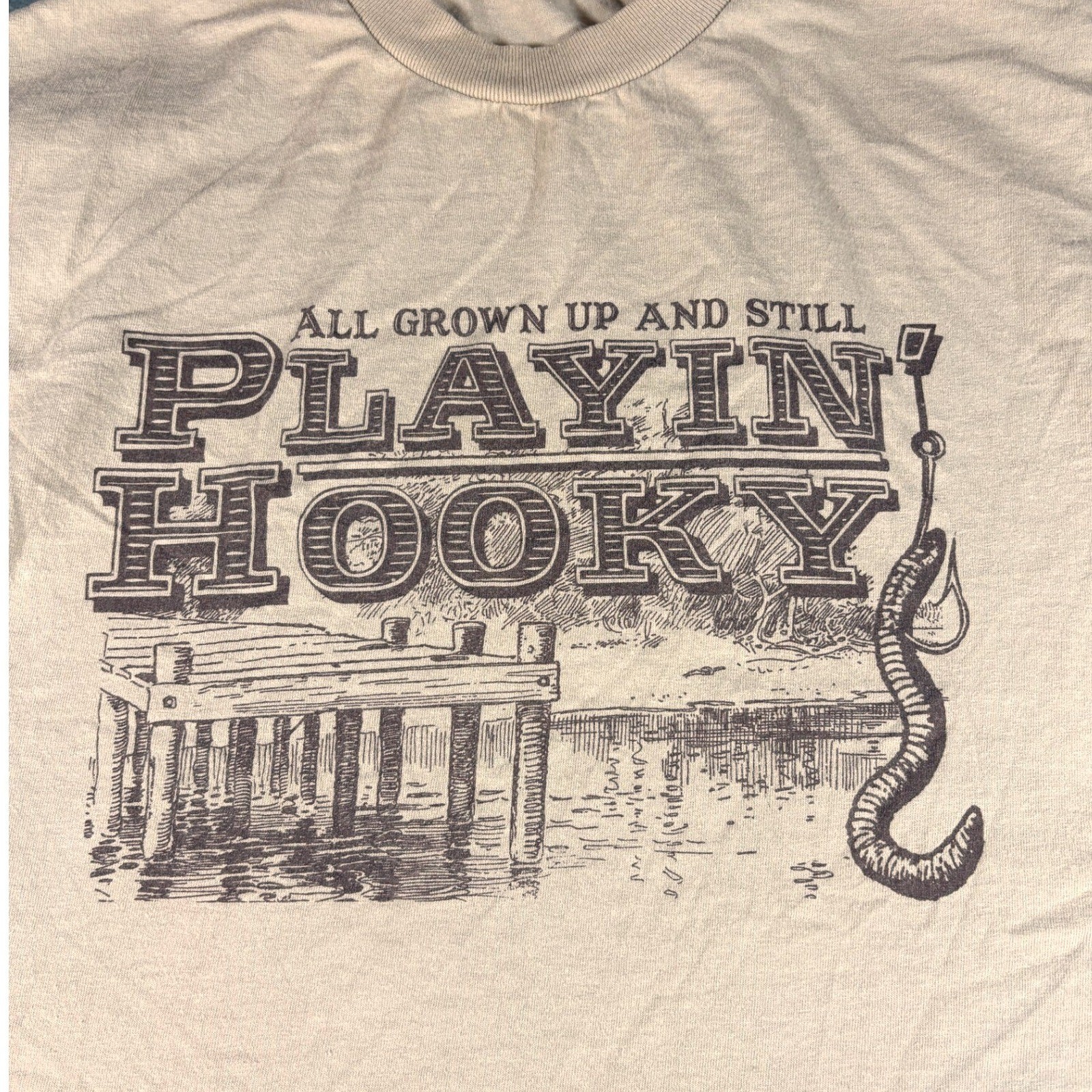 Alstyle Playin Hooky Fishing Graphic T-Shirt XL Tan All Grown Up Still Hooky Alstyle Playin Hooky Fishing Graphic T-Shirt XL Tan All Grown Up Still Hooky