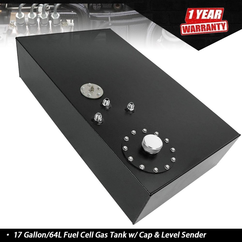 Black 17 Gallon/64L Fuel Cell Gas Tank w/ Cap & Level Sender Street Rod Aluminum Black 17 Gallon/64L Fuel Cell Gas Tank w/ Cap & Level Sender Street Rod Aluminum