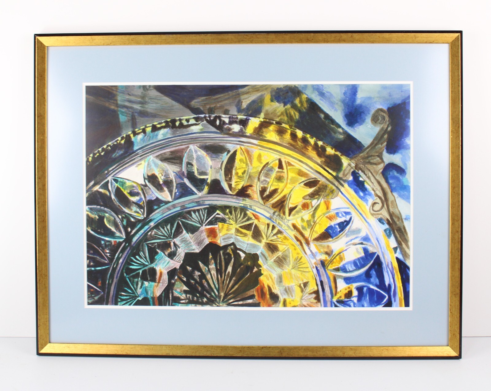 Unique Mid Century Abstract Watercolor Painting Signed W/ Symbol Custom Frame Unique Mid Century Abstract Watercolor Painting Signed W/ Symbol Custom Frame