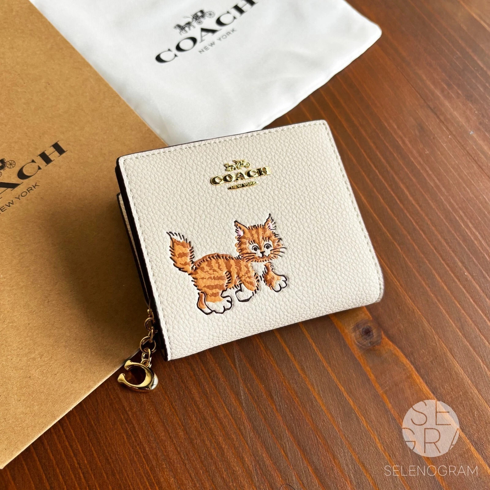 COACH Snap Wallet & Card holder With Dancing Kitten Cat CC472 Outlet New COACH Snap Wallet & Card holder With Dancing Kitten Cat CC472 Outlet New
