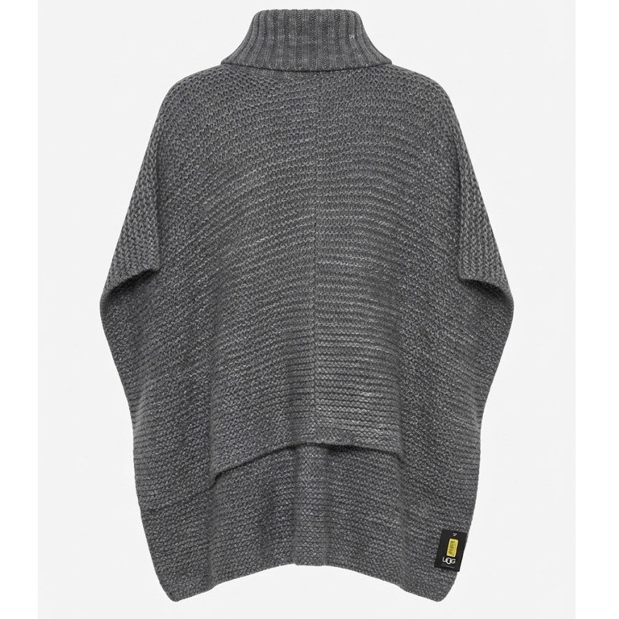 NEW UGG Australia One Size OS Robbyn Poncho Gray Heather Wool Blend Turtleneck