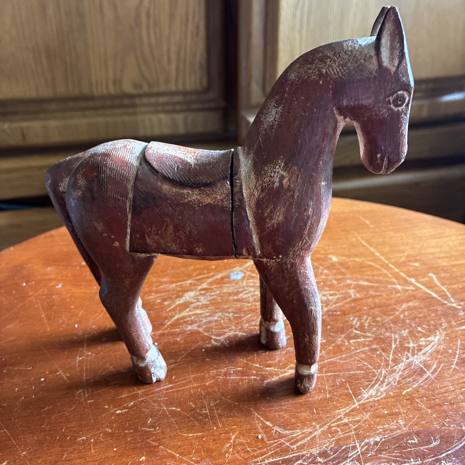 Folky Handcarved Horse/Donkey Wood Decorative Nice Decorative Color Interesting Folky Handcarved Horse/Donkey Wood Decorative Nice Decorative Color Interesting