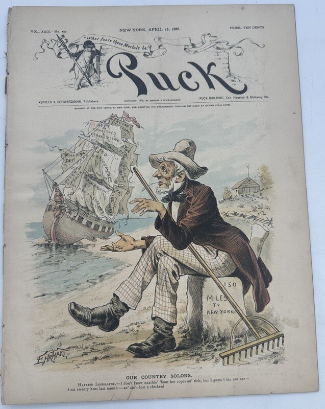 April 18 1888 Antique Puck Magazine Political Satire Humor April 18 1888 Antique Puck Magazine Political Satire Humor
