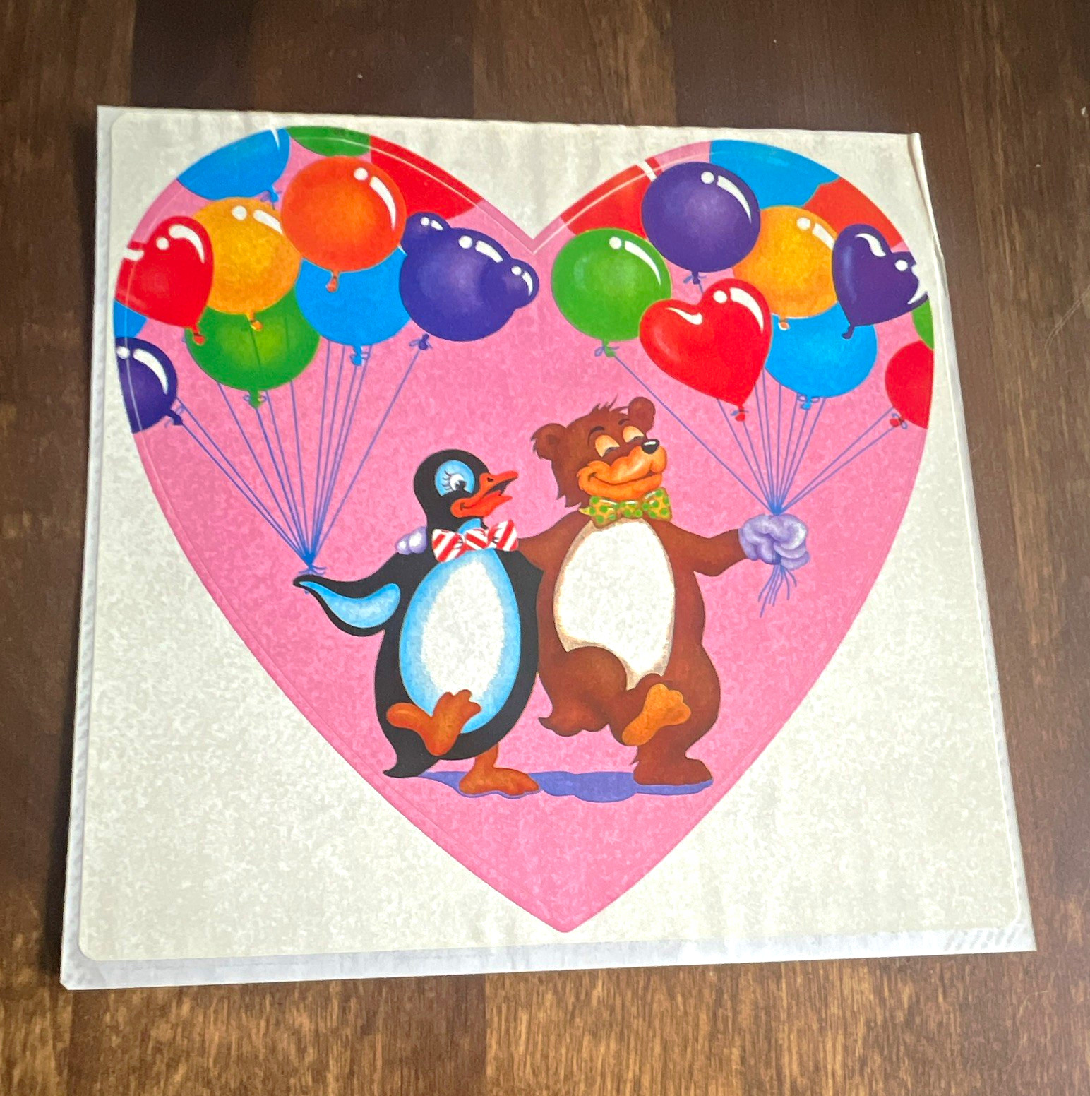 Vintage 1984 Lisa Frank Jumbo Stickers Heart Balloons Animals Cartoon Sticker