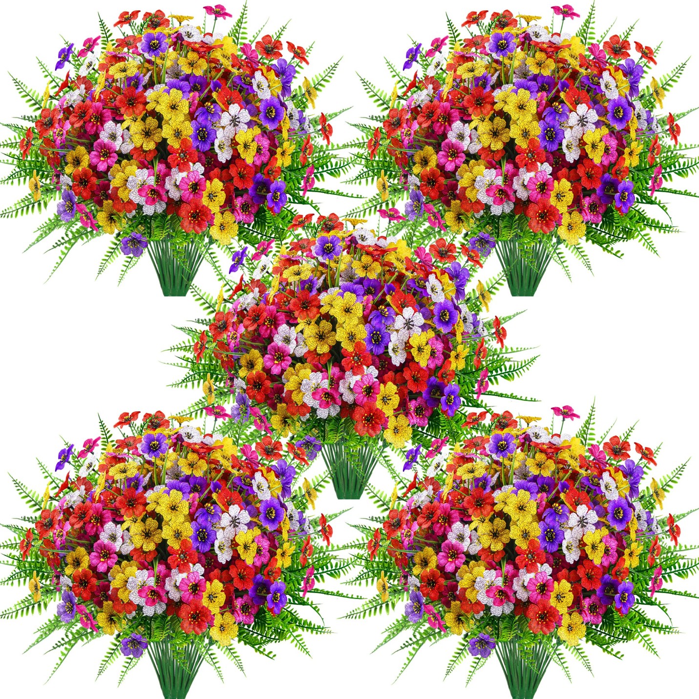 Der Rose 24 Bundles Artificial Flowers for Outdoors Fake Ferns UV Resistant Faux