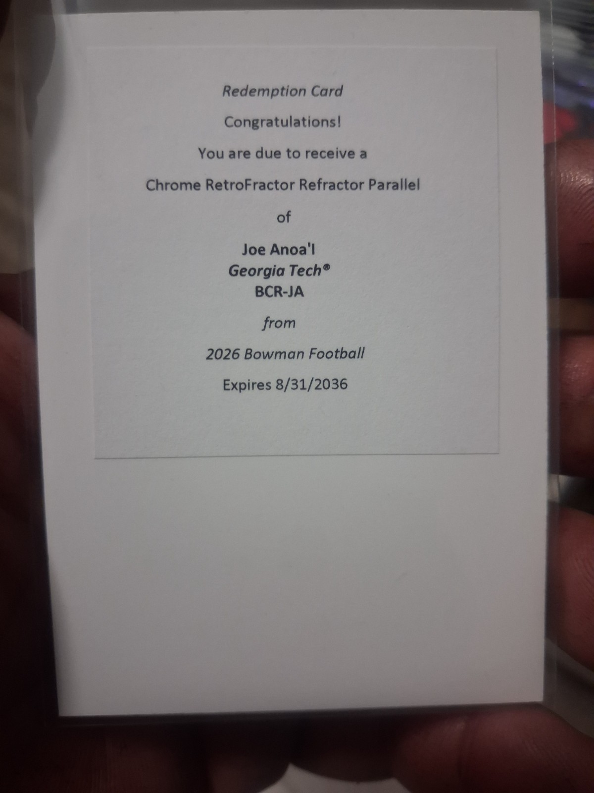 2026 Bowman Joe Anoa\'i \