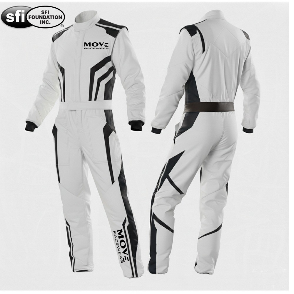 Move Extra-Light MR-85 SFI 3.2A/5 Approved Nomex 2-Layer Auto Racing Suit WHITE Move Extra-Light MR-85 SFI 3.2A/5 Approved Nomex 2-Layer Auto Racing Suit WHITE