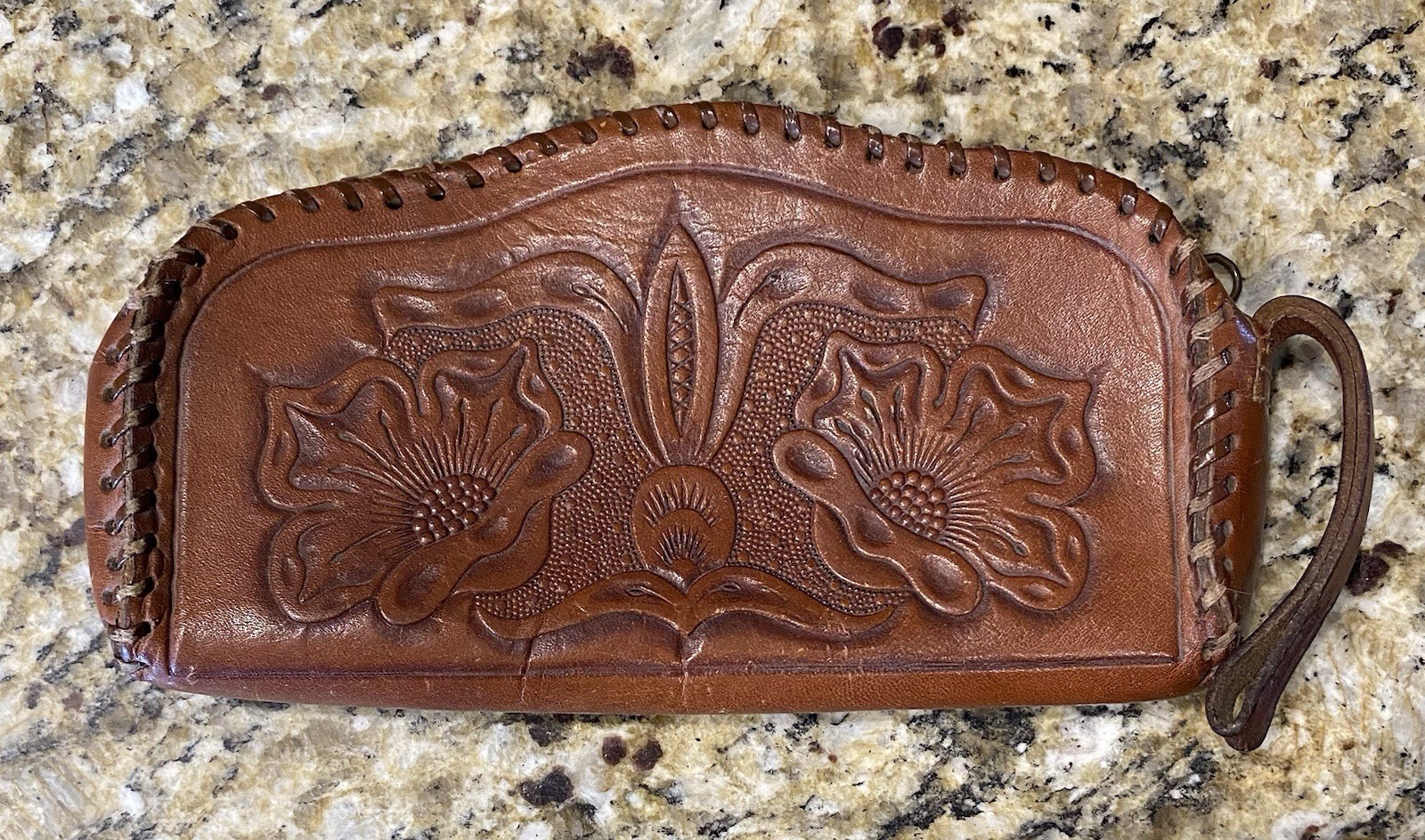 Vtg Hand Tool Leather Clutch Wallet Floral Western Boho Pouch Purse Retro-READ