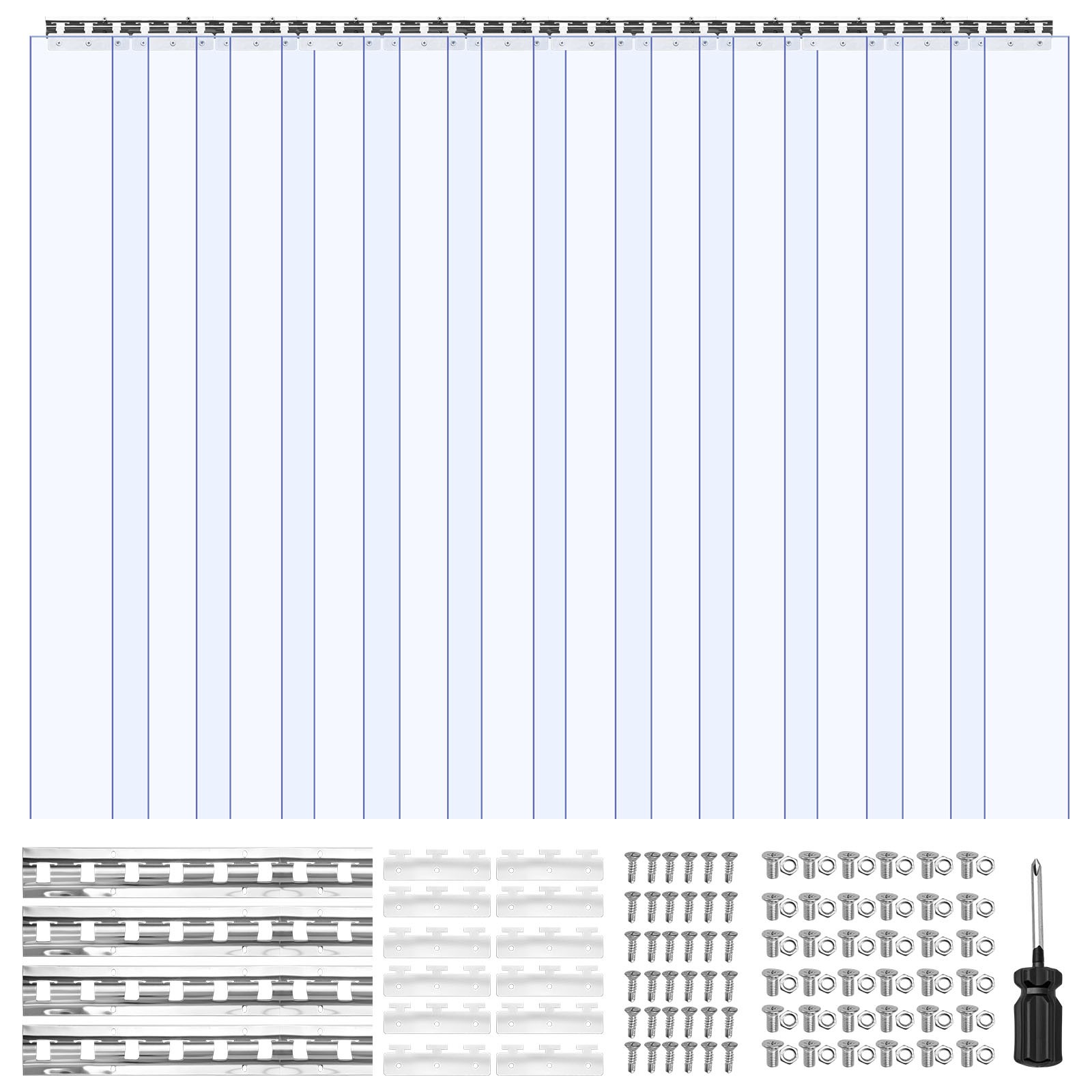 VEVOR 12 PCS PVC Strip Curtain 84 x 72 x 0.08 in Smooth Plastic Door Strips