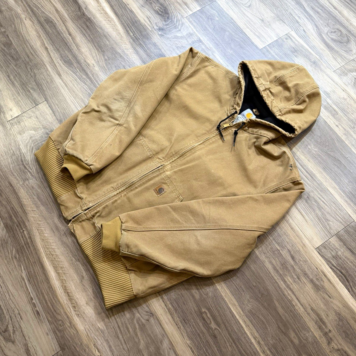 Vintage Carhartt Men\'s Tan Hooded Zip up Workwear Jacket Size Mens XL Vintage Carhartt Men\'s Tan Hooded Zip up Workwear Jacket Size Mens XL