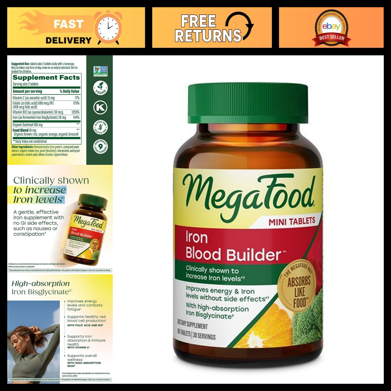 Iron Supplement for Energy Support - MegaFood Blood Builder, 60 Mini Tablets Iron Supplement for Energy Support - MegaFood Blood Builder, 60 Mini Tablets