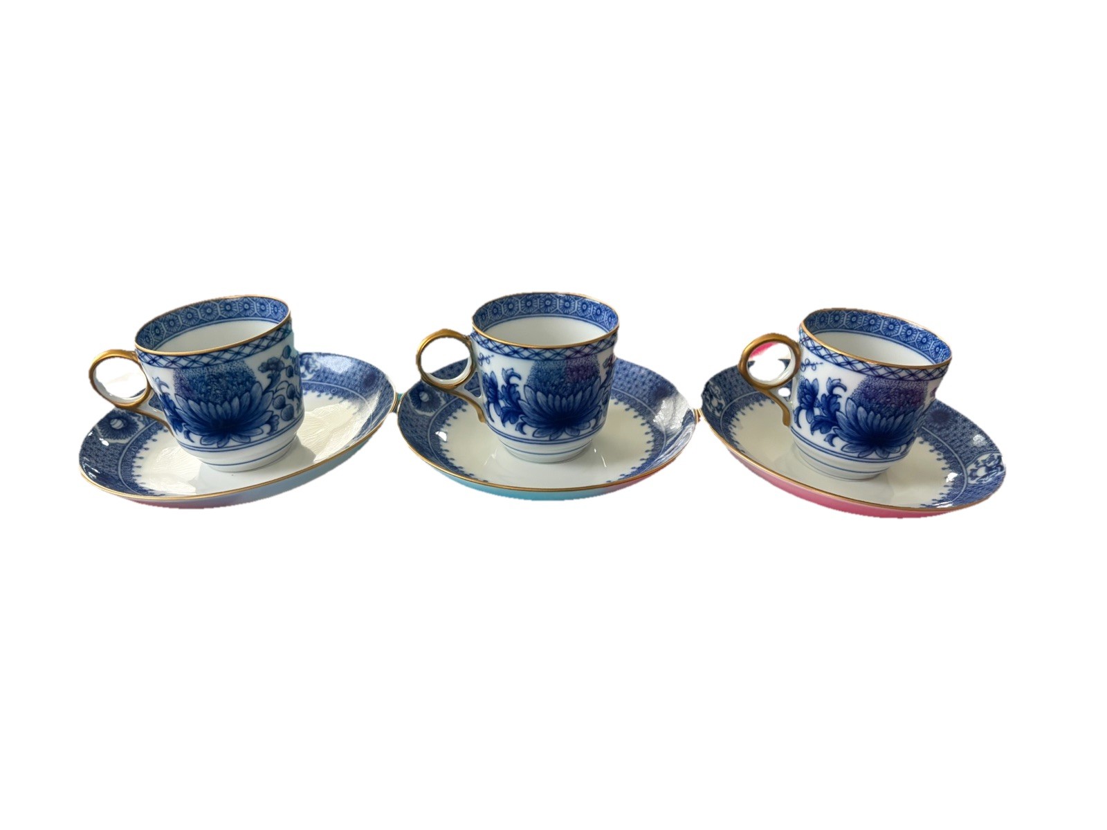 Mottahedeh Imperial Blue Dimitasse Tea Cup & Saucer Porcelain Blue White 3 Set Mottahedeh Imperial Blue Dimitasse Tea Cup & Saucer Porcelain Blue White 3 Set