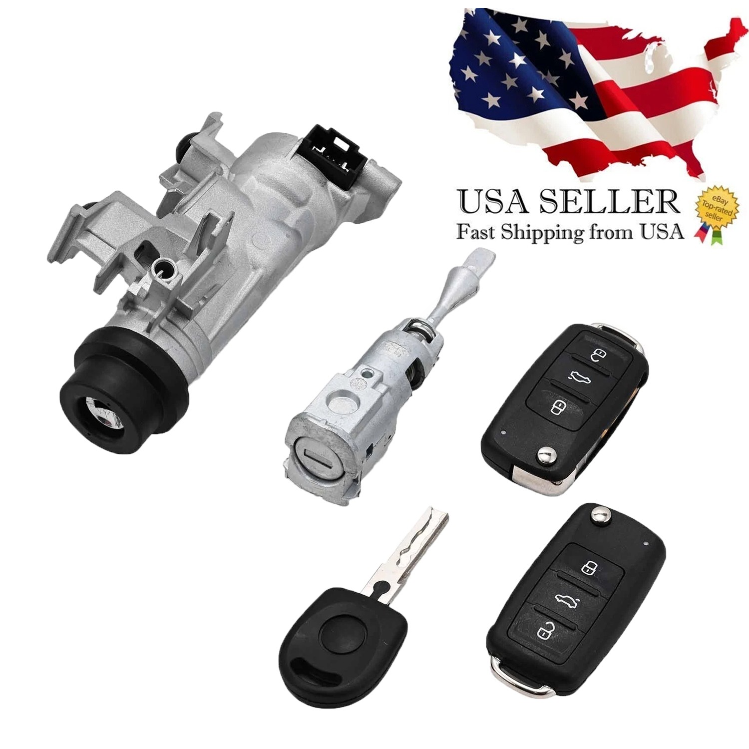 For VW Jetta 2006-2018 Upgraded Ignition Switch Door Lock Cylinder W/Remote Key
