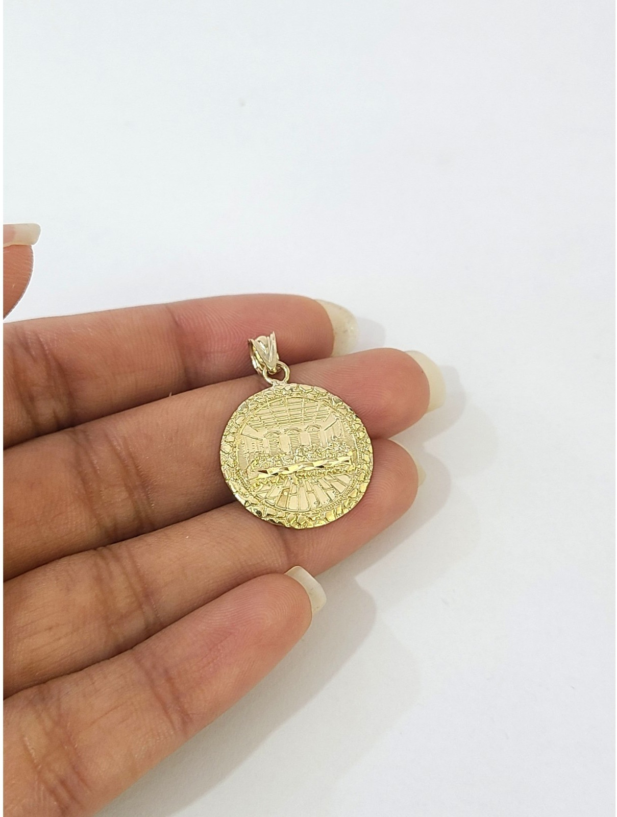 10k Yellow Gold Last Supper Charm Pendant REAL Religious 1 inch