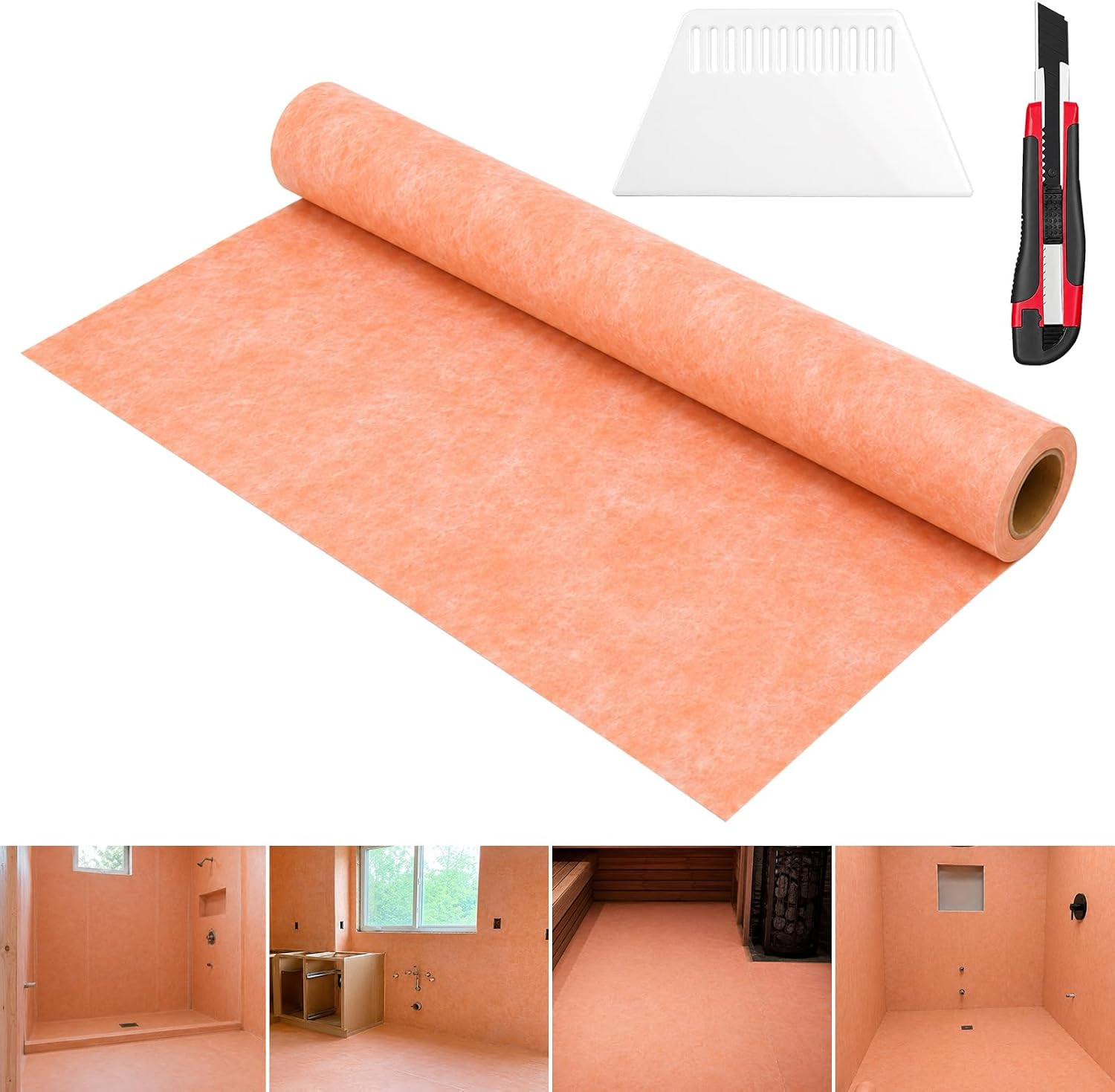 Professional Waterproof,3.3Ft X 98.42Ft(324.8 Sq Ft)，Membrane 25.6Mil,For Shower