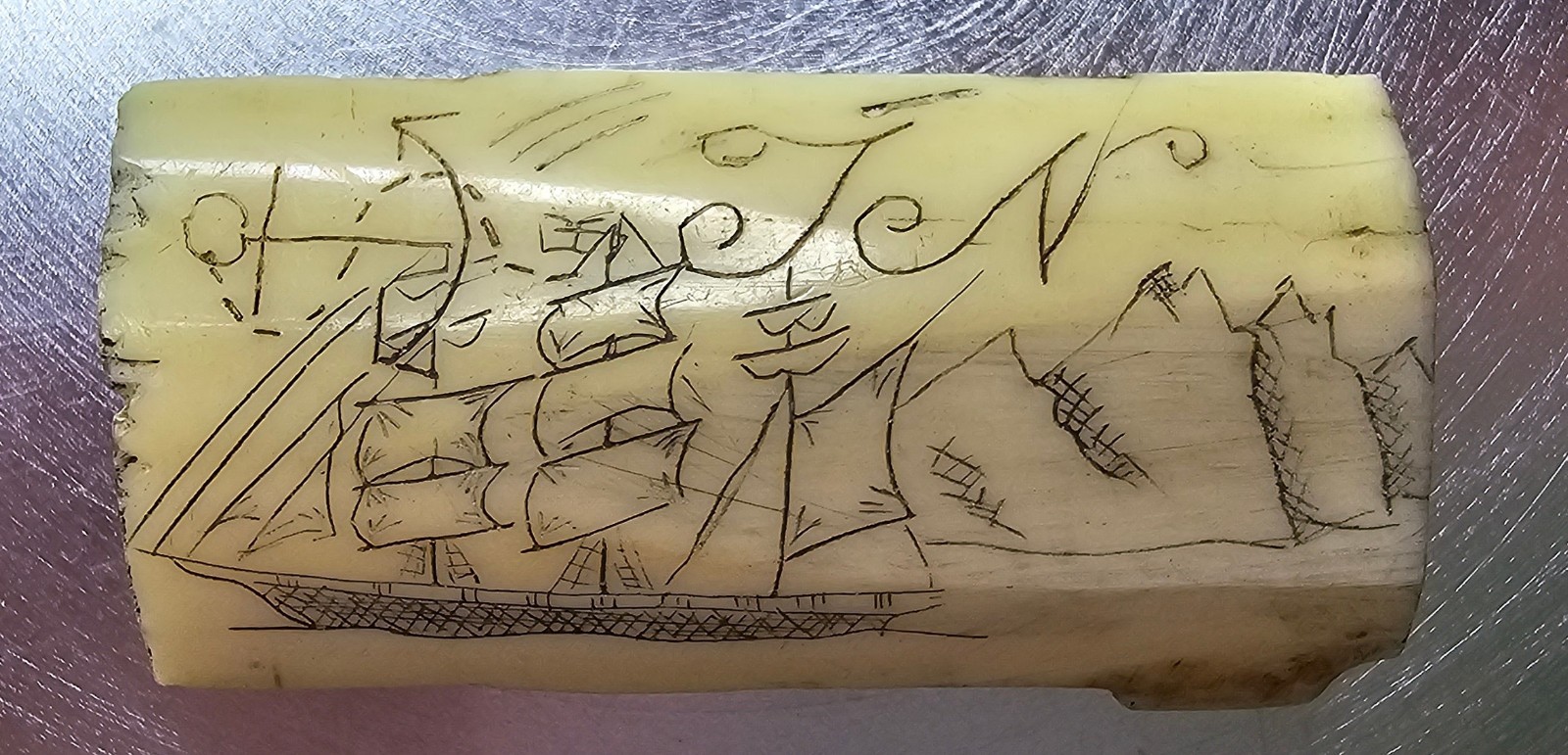 Early 19th Century Napoleonic Prisoner of War Maritime Folk Art Plaque C.1810.